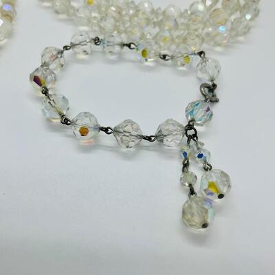 Lot 55: Vintage Art Deco Glass Beaded,Aurora Borealis, Multi Strand Necklaces & Bracelet