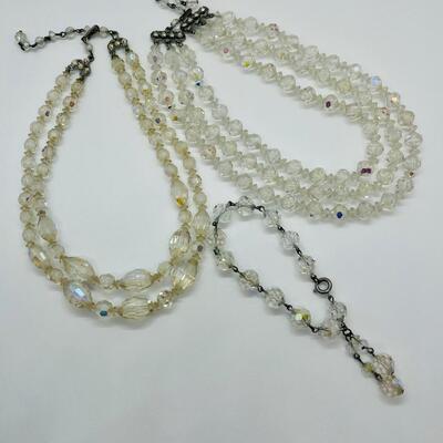 Lot 55: Vintage Art Deco Glass Beaded,Aurora Borealis, Multi Strand Necklaces & Bracelet