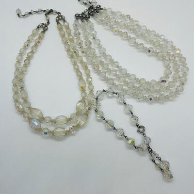 Lot 55: Vintage Art Deco Glass Beaded,Aurora Borealis, Multi Strand Necklaces & Bracelet