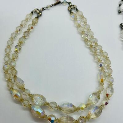 Lot 55: Vintage Art Deco Glass Beaded,Aurora Borealis, Multi Strand Necklaces & Bracelet