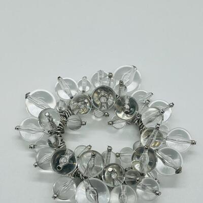 Lot 56: Multi Strand Beaded Necklace, Bracelet and Clip On Earrings