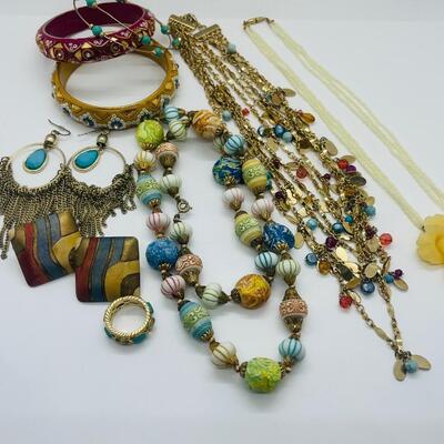 Lot 59: Multi Piece Colorful Jewelry Lot (Lucite Flower Necklace and More)
