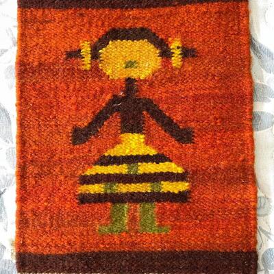 Lot 317 Hand Woven Wool Sampler Ethnic Design Girl w/Braids