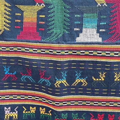 Lot 318 Hand Woven Wall Hanging / Rug From Guatemala Cats Dogs Birds