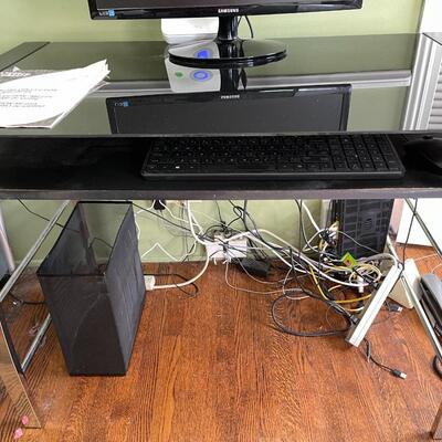 Lot 321 Mezza Glass Desk Office Depot Pull Out Keyboard Drawer