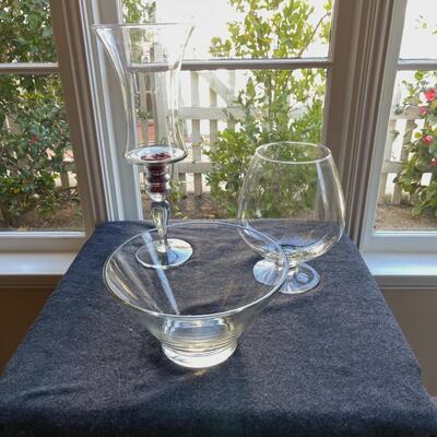 Lot 325 Trio of Clear Glass Bowl Vase Snifter