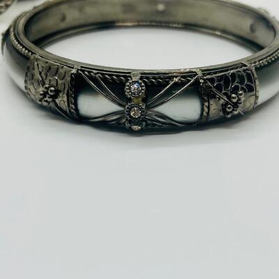 Lot 60: Silvertone Belt, Earrings and Bracelets