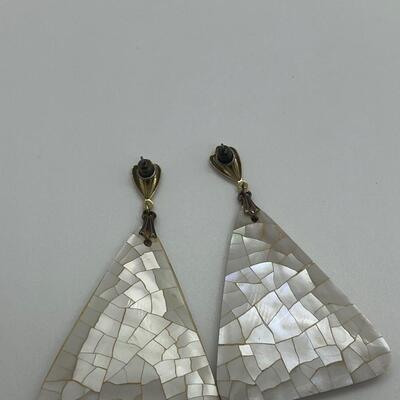 Lot 63: Vintage Chunky Mother of Pearl Shell Earrings and More