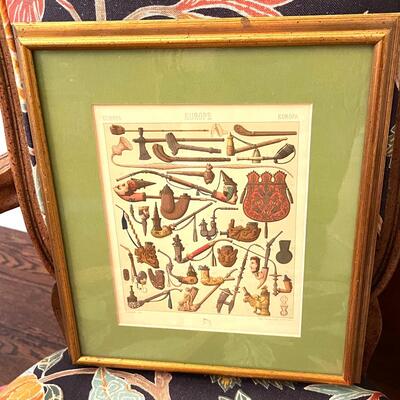Lot 331 Framed Page Tobacco Pipes From Costume Book by August Racinat