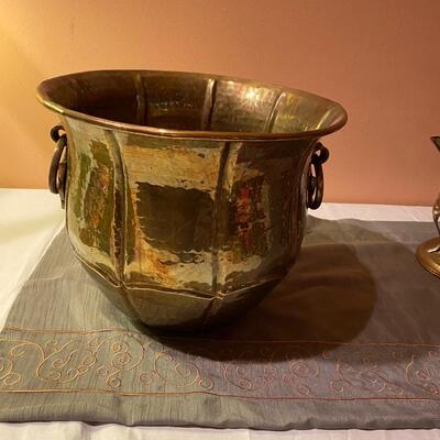 Heavy brass planter with handles