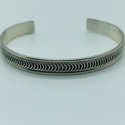 Lot 65: Vintage Thick Sterling 925 Cuff Bracelet