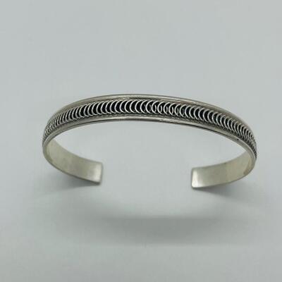 Lot 65: Vintage Thick Sterling 925 Cuff Bracelet