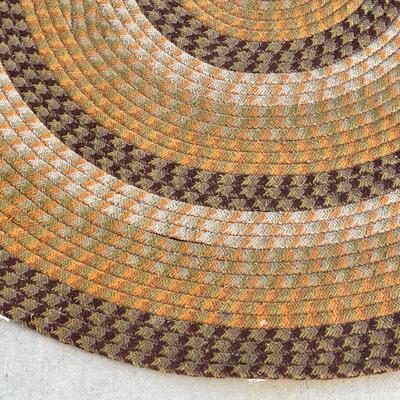 Lot 336 Oval Braided Rug 8'x4' Orange Gold Brown Green