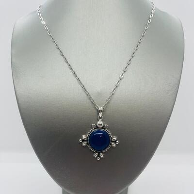 Lot 68: Sterling Silver and Lapis Lazuli Pendant Necklace
