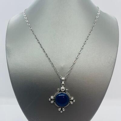 Lot 68: Sterling Silver and Lapis Lazuli Pendant Necklace