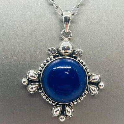 Lot 68: Sterling Silver and Lapis Lazuli Pendant Necklace
