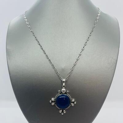 Lot 68: Sterling Silver and Lapis Lazuli Pendant Necklace