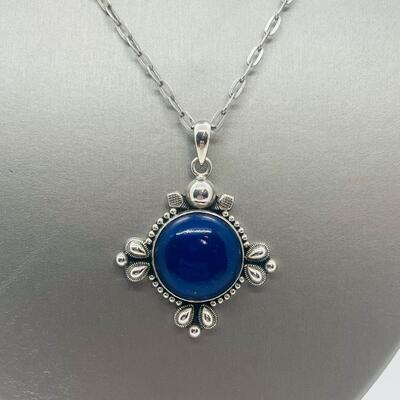 Lot 68: Sterling Silver and Lapis Lazuli Pendant Necklace