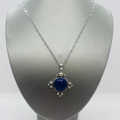 Lot 68: Sterling Silver and Lapis Lazuli Pendant Necklace