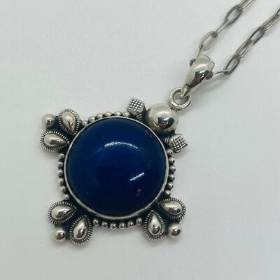 Lot 68: Sterling Silver and Lapis Lazuli Pendant Necklace