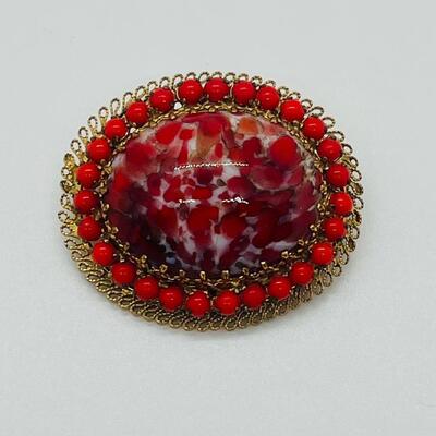 Lot 69: Vintage Art Glass Brooch Made in Austria (Pop of Color)
