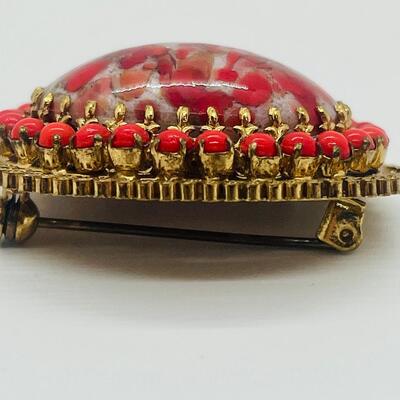 Lot 69: Vintage Art Glass Brooch Made in Austria (Pop of Color)