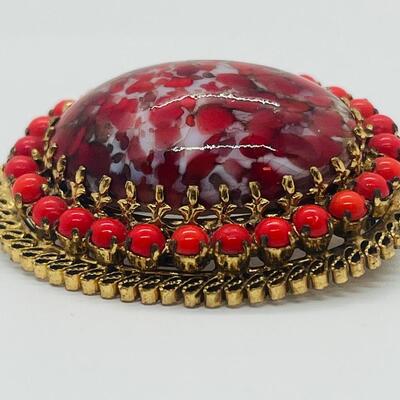 Lot 69: Vintage Art Glass Brooch Made in Austria (Pop of Color)