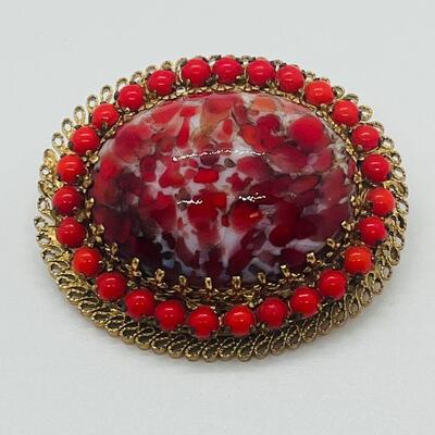 Lot 69: Vintage Art Glass Brooch Made in Austria (Pop of Color)