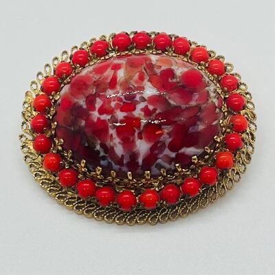 Lot 69: Vintage Art Glass Brooch Made in Austria (Pop of Color)