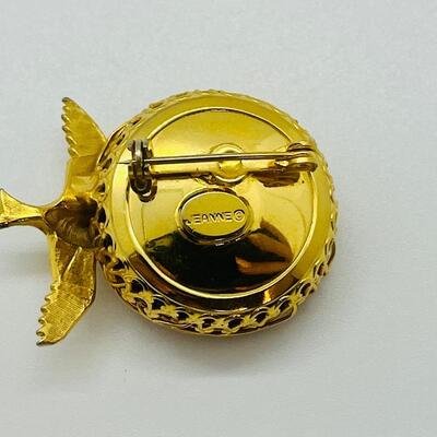Lot 73: Vintage 3D Brooch Birdnest w/ Seed Pearl Eggs by Jeanne