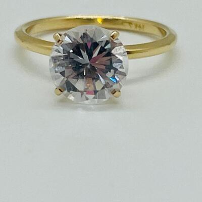 Lot 77: 14k Yellow Gold Solitaire Cubic Zirconia Ring