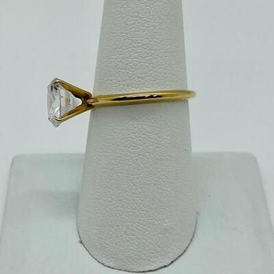 Lot 77: 14k Yellow Gold Solitaire Cubic Zirconia Ring