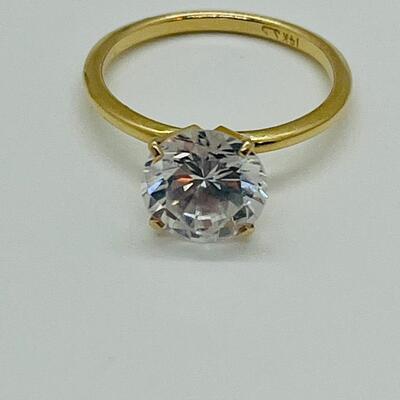 Lot 77: 14k Yellow Gold Solitaire Cubic Zirconia Ring