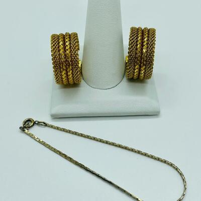 Lot 83: Vintage Gold Tone Earrings and Necklace