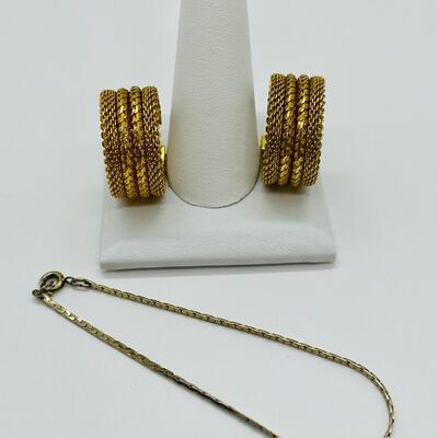 Lot 83: Vintage Gold Tone Earrings and Necklace