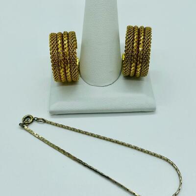 Lot 83: Vintage Gold Tone Earrings and Necklace