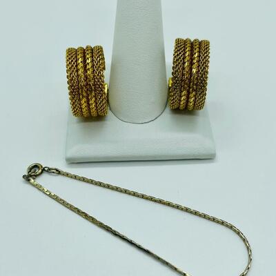 Lot 83: Vintage Gold Tone Earrings and Necklace