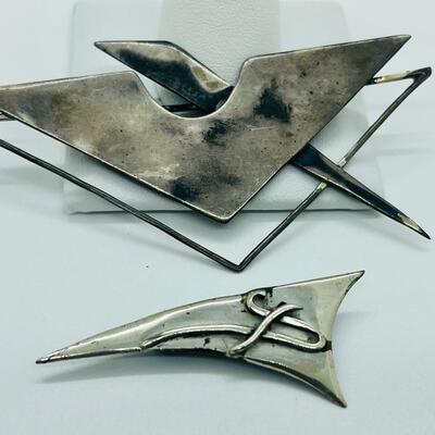 Lot 86: Vintage Geometric Handcrafted Brooches