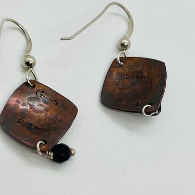 Lot 87: Gardella Sterling, Copper and Brass Pendant and Earring Set