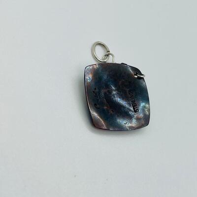 Lot 87: Gardella Sterling, Copper and Brass Pendant and Earring Set