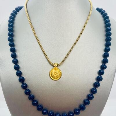 Lot 88: Monet Beads & Monet Goldtone Flower PendantNecklace