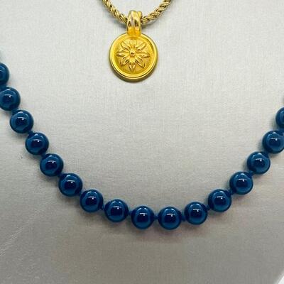 Lot 88: Monet Beads & Monet Goldtone Flower PendantNecklace