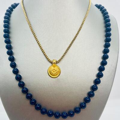 Lot 88: Monet Beads & Monet Goldtone Flower PendantNecklace