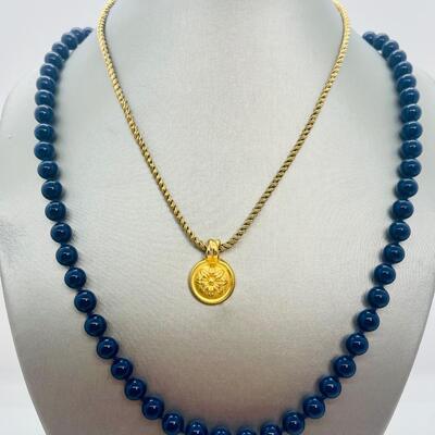 Lot 88: Monet Beads & Monet Goldtone Flower PendantNecklace