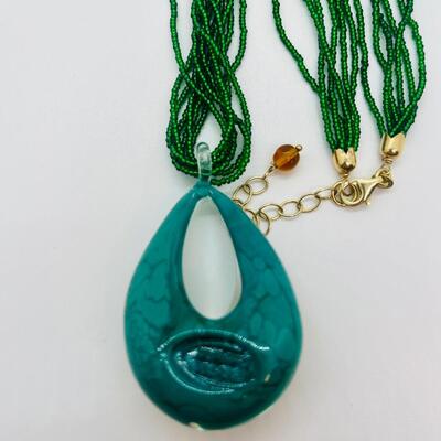 Lot 89: Murano Glass and Multi Strand Seed Bead Necklace (Summer Gorgeous)