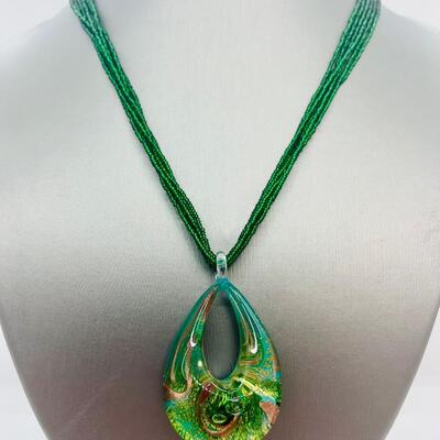 Lot 89: Murano Glass and Multi Strand Seed Bead Necklace (Summer Gorgeous)