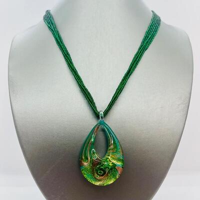 Lot 89: Murano Glass and Multi Strand Seed Bead Necklace (Summer Gorgeous)