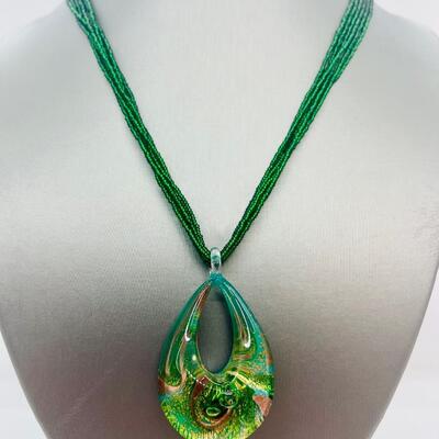 Lot 89: Murano Glass and Multi Strand Seed Bead Necklace (Summer Gorgeous)