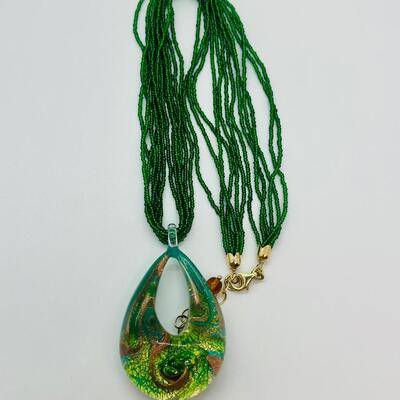 Lot 89: Murano Glass and Multi Strand Seed Bead Necklace (Summer Gorgeous)