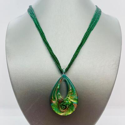 Lot 89: Murano Glass and Multi Strand Seed Bead Necklace (Summer Gorgeous)